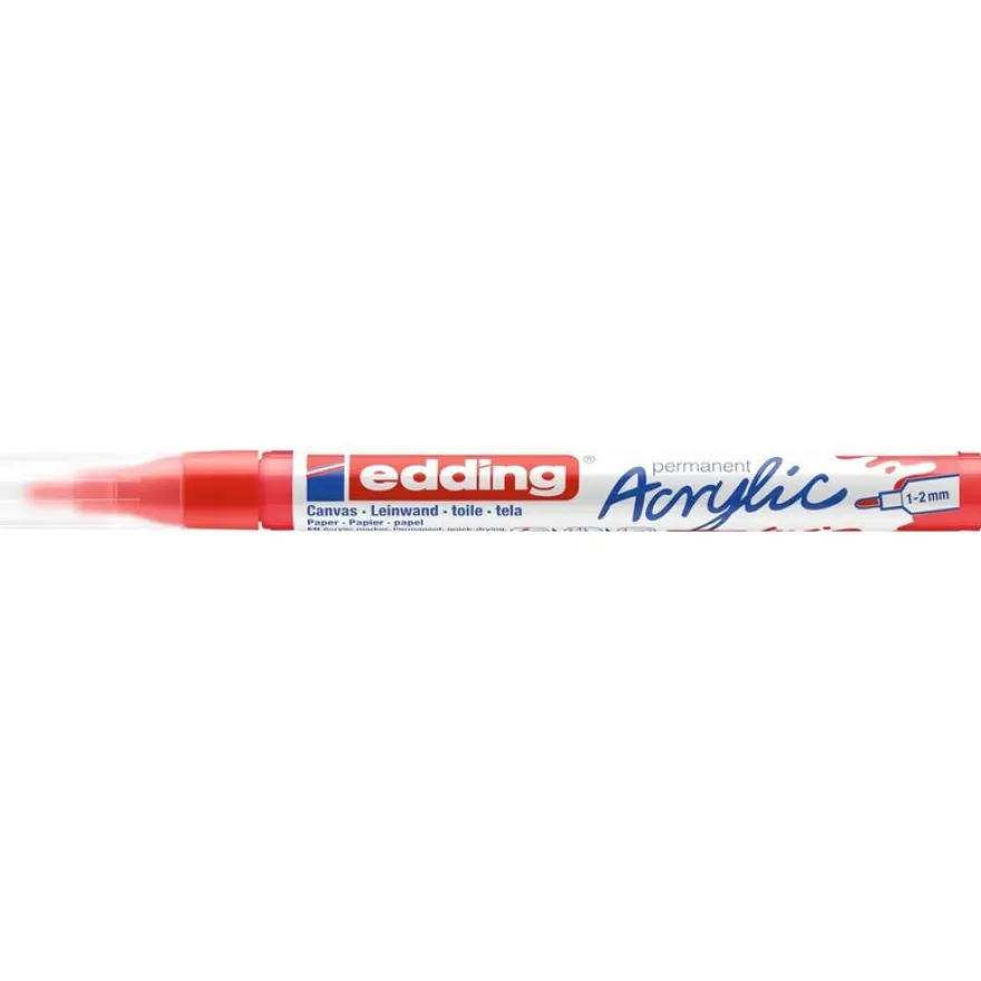 Edding - Marqueur Acrylique e-5300 Rouge trafic Mat - Pointe Ogive fine 1-2 mm