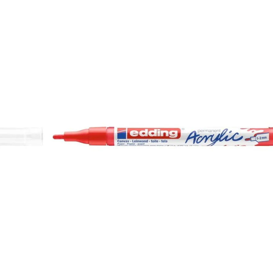 Edding - Marqueur Acrylique e-5300 Rouge trafic Mat - Pointe Ogive fine 1-2 mm