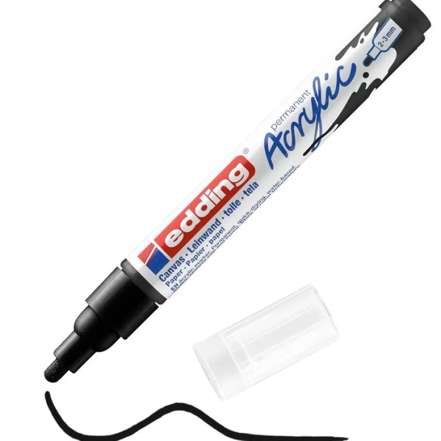 Edding - Marqueur Acrylique e-5100 Noir foncé Mat - Pointe Ogive 2-3 mm