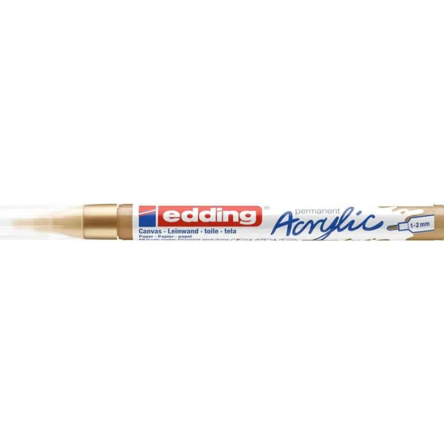 Edding - Marqueur Acrylique e-5300 Or précieux Mat - Pointe Ogive fine 1-2 mm