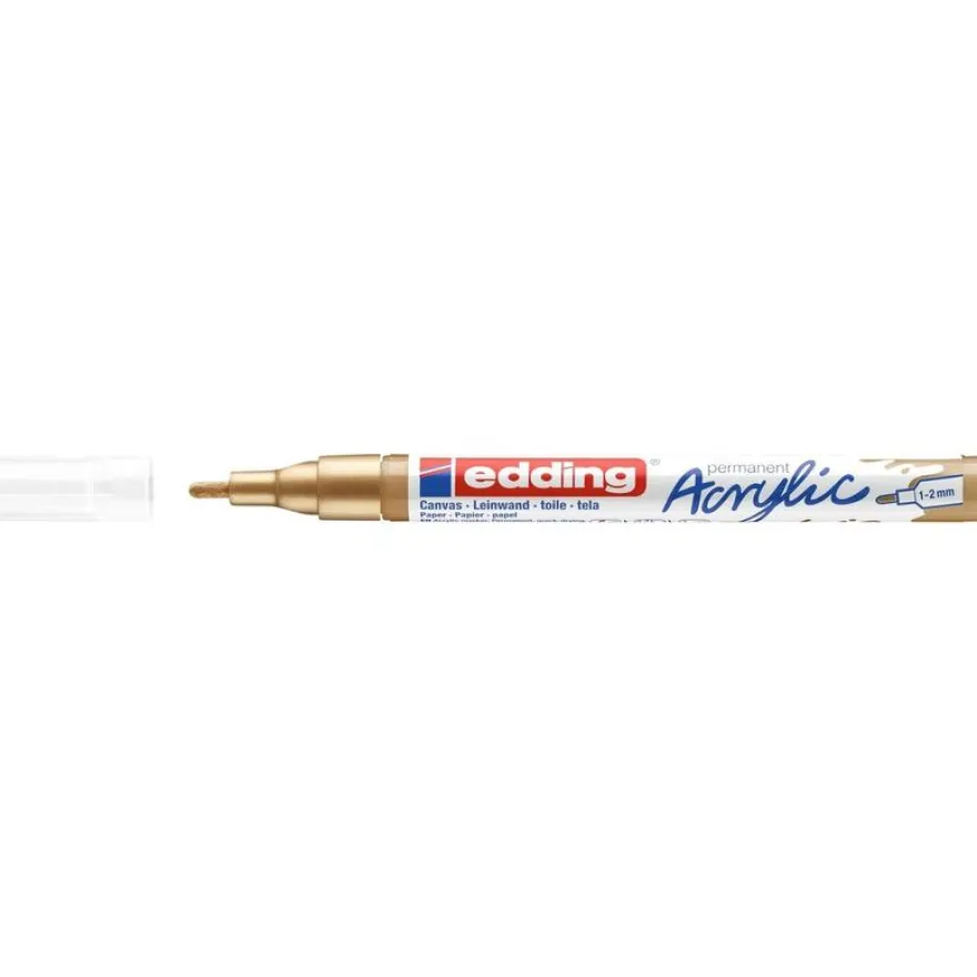 Edding - Marqueur Acrylique e-5300 Or précieux Mat - Pointe Ogive fine 1-2 mm