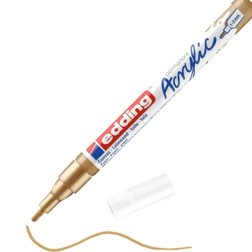 Edding - Marqueur Acrylique e-5300 Or précieux Mat - Pointe Ogive fine 1-2 mm