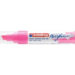Edding - Marqueur Acrylique e-5000 Rose Fluo Mat - Pointe Large Biseautée 5-10 mm