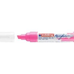 Edding - Marqueur Acrylique e-5000 Rose Fluo Mat - Pointe Large Biseautée 5-10 mm