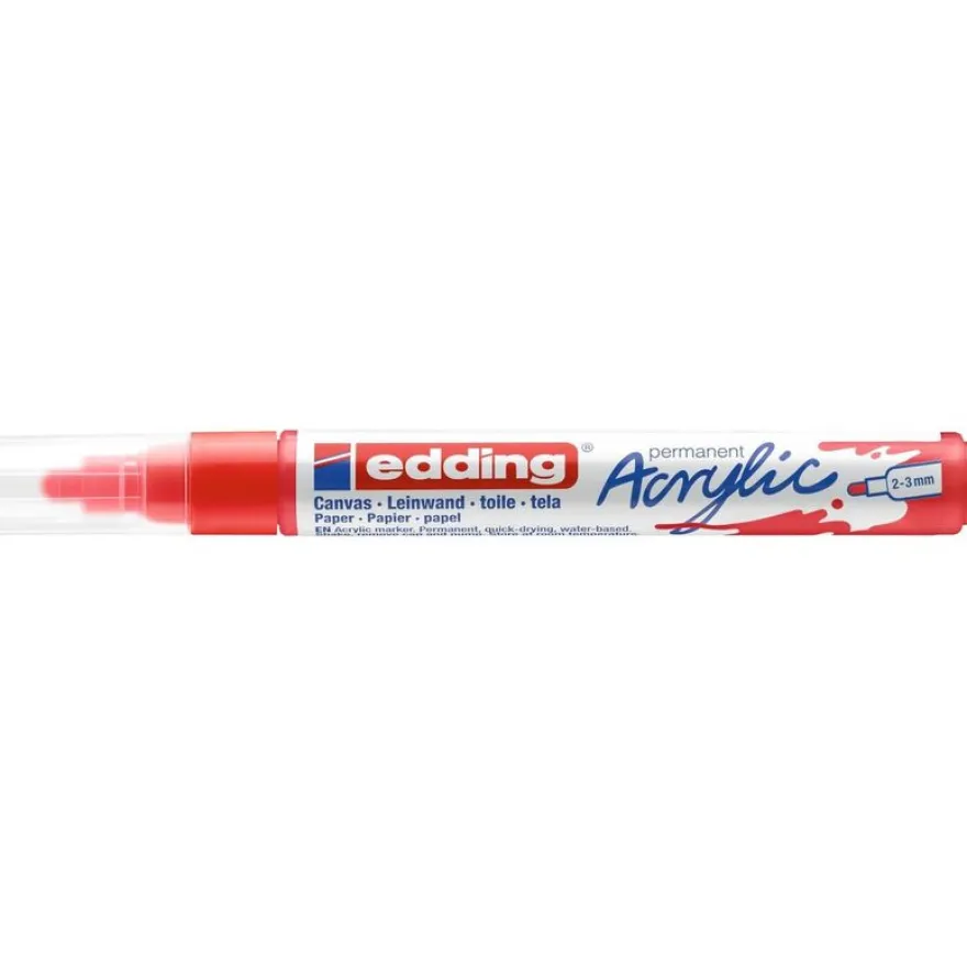 Edding - Marqueur Acrylique e-5100 Rouge trafic Mat - Pointe Ogive 2-3 mm