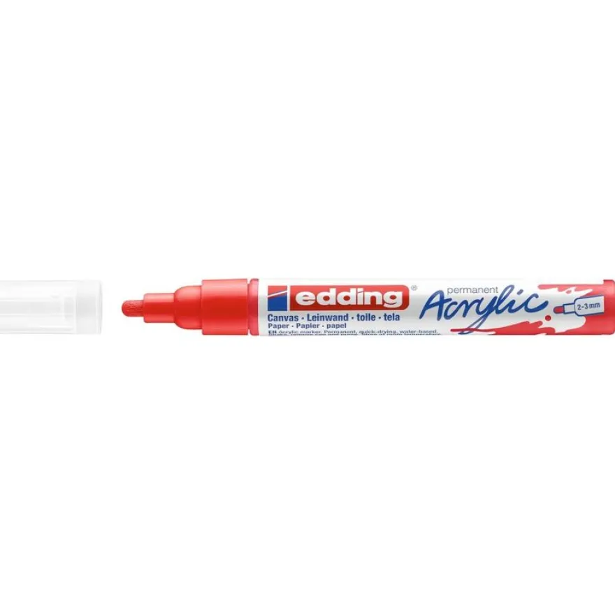 Edding - Marqueur Acrylique e-5100 Rouge trafic Mat - Pointe Ogive 2-3 mm