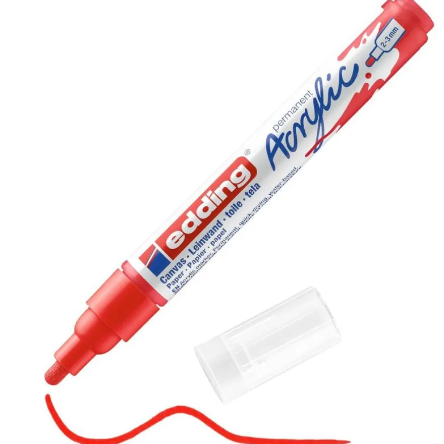 Edding - Marqueur Acrylique e-5100 Rouge trafic Mat - Pointe Ogive 2-3 mm
