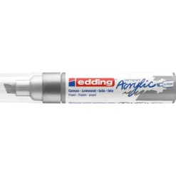 Edding - Marqueur Acrylique e-5000 Argent précieux Mat - Pointe Large Biseautée 5-10 mm