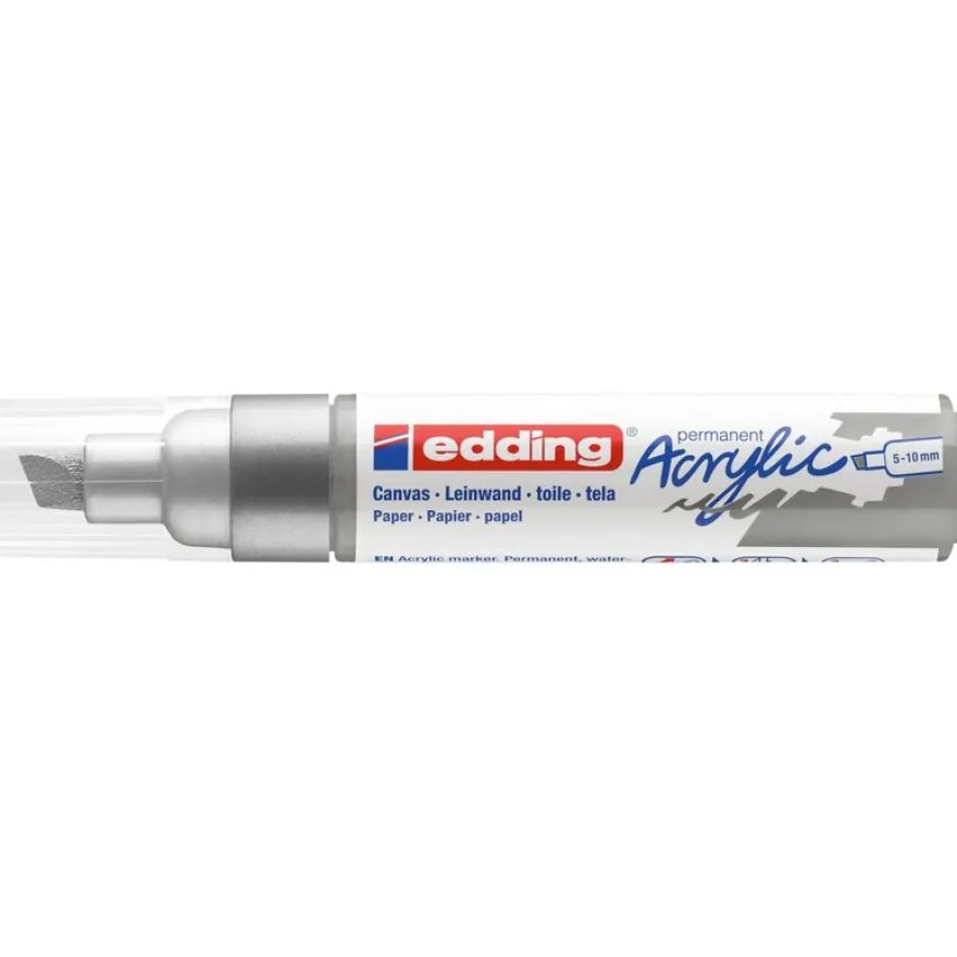 Edding - Marqueur Acrylique e-5000 Argent précieux Mat - Pointe Large Biseautée 5-10 mm