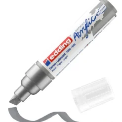 Edding - Marqueur Acrylique e-5000 Argent précieux Mat - Pointe Large Biseautée 5-10 mm