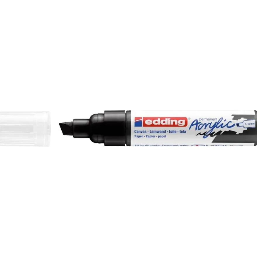 Edding - Marqueur Acrylique e-5000 Noir foncé Mat - Pointe Large Biseautée 5-10 mm