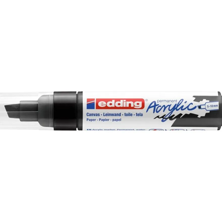 Edding - Marqueur Acrylique e-5000 Noir foncé Mat - Pointe Large Biseautée 5-10 mm