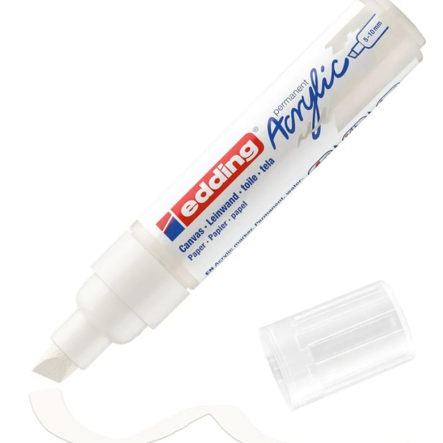 Edding - Marqueur Acrylique e-5000 Blanc trafic Mat - Pointe Large Biseautée 5-10 mm