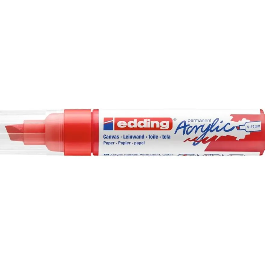 Edding - Marqueur Acrylique e-5000 Rouge trafic Mat - Pointe Large Biseautée 5-10 mm