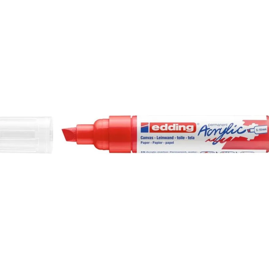Edding - Marqueur Acrylique e-5000 Rouge trafic Mat - Pointe Large Biseautée 5-10 mm