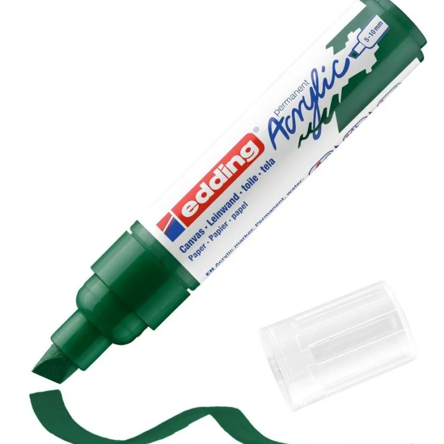 Edding - Marqueur Acrylique e-5000 Vert mousse Mat - Pointe Large Biseautée 5-10 mm