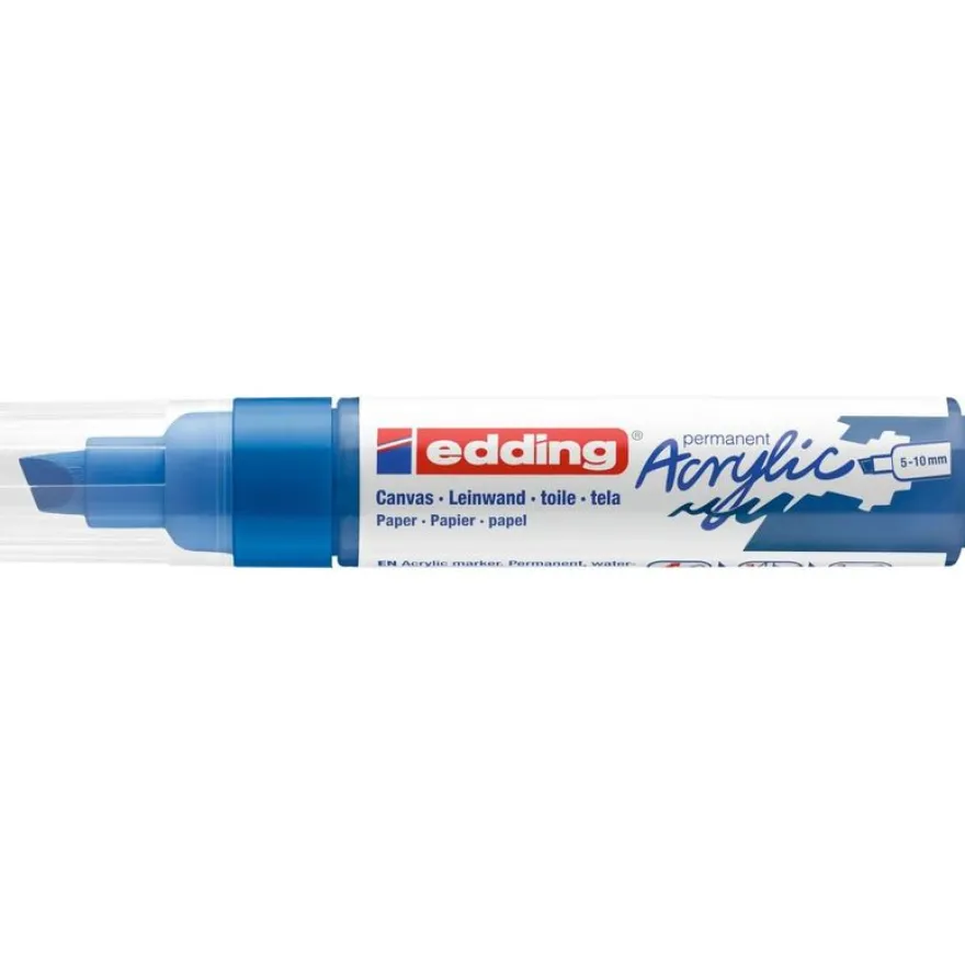 Edding - Marqueur Acrylique e-5000 Bleu gentiane Mat - Pointe Large Biseautée 5-10 mm