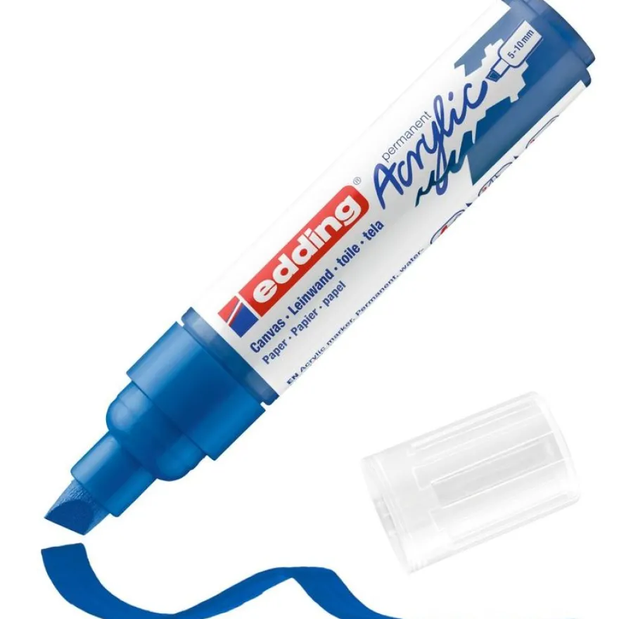 Edding - Marqueur Acrylique e-5000 Bleu gentiane Mat - Pointe Large Biseautée 5-10 mm