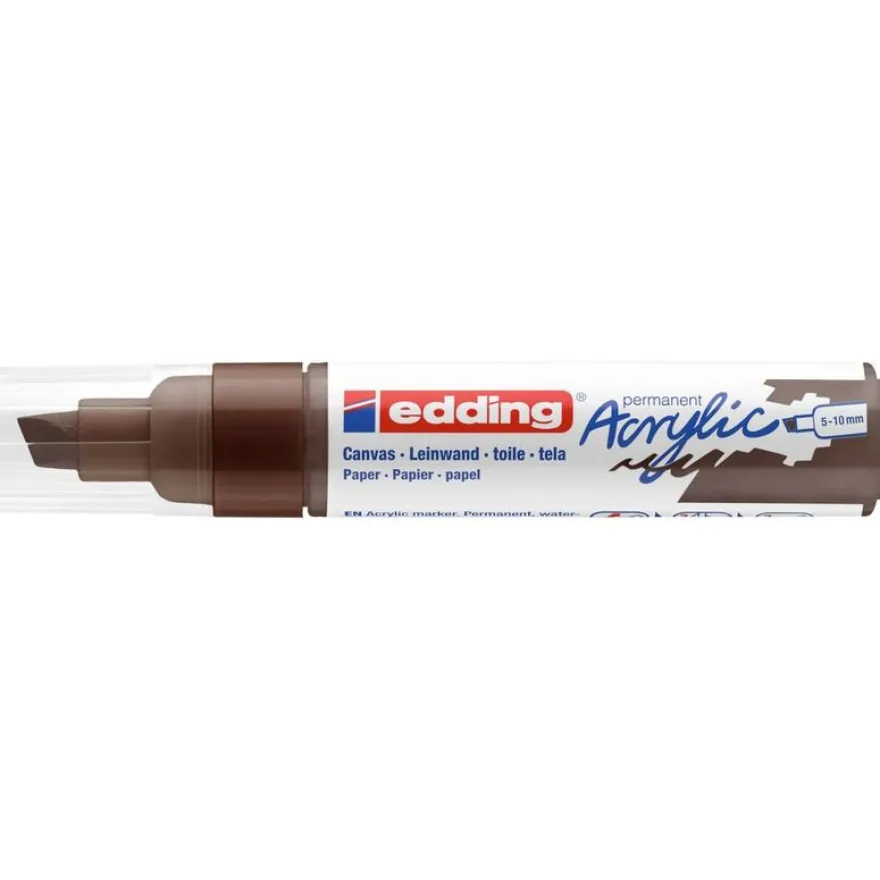 Edding - Marqueur Acrylique e-5000 Chocolat Mat - Pointe Large Biseautée 5-10 mm