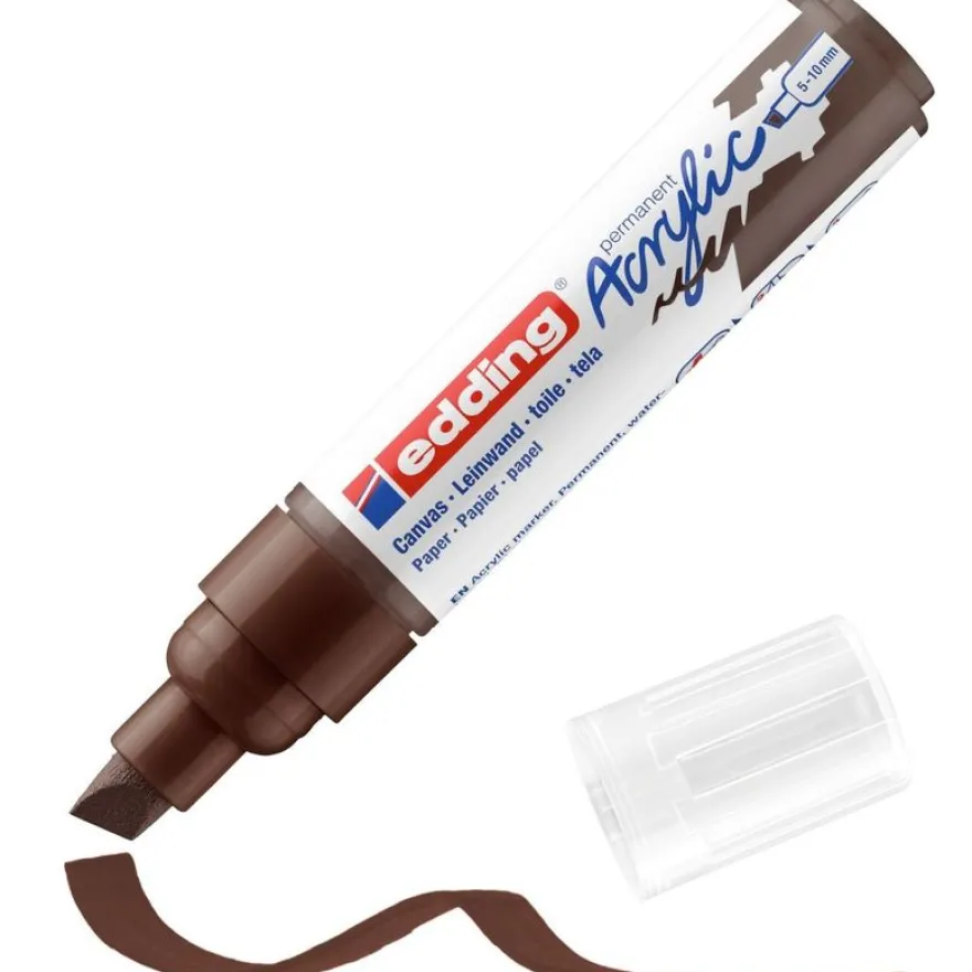Edding - Marqueur Acrylique e-5000 Chocolat Mat - Pointe Large Biseautée 5-10 mm