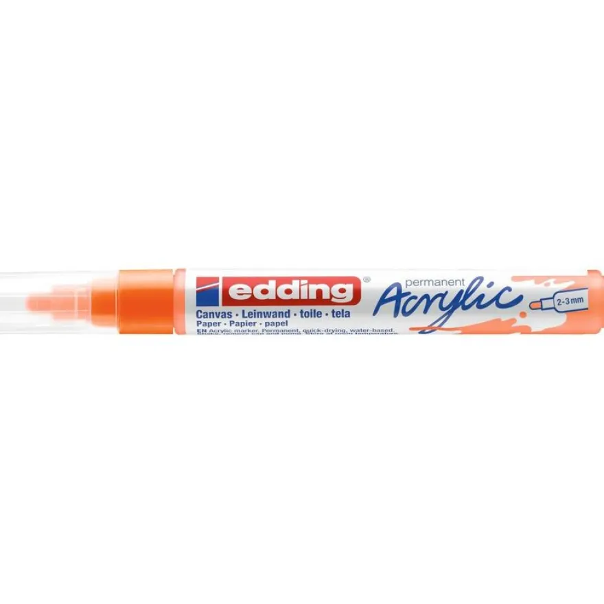 Edding - Marqueur Acrylique e-5100 Orange Fluo Mat - Pointe Ogive 2-3 mm
