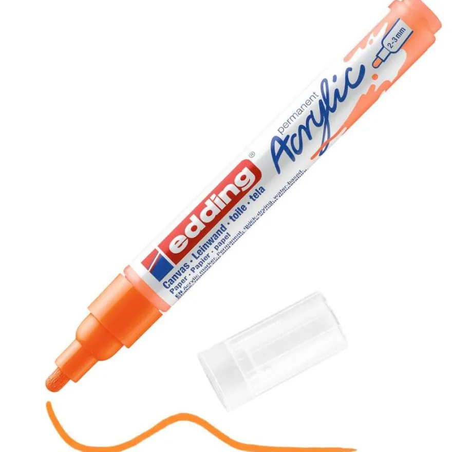 Edding - Marqueur Acrylique e-5100 Orange Fluo Mat - Pointe Ogive 2-3 mm