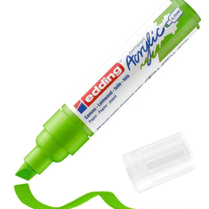Edding - Marqueur Acrylique e-5000 Vert jaune Mat - Pointe Large Biseautée 5-10 mm
