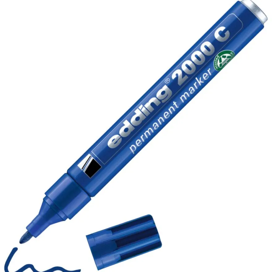Edding - Marqueur Permanent en Aluminium recyclé e-2000C Bleu - Pointe Ogive 1,5-3 mm
