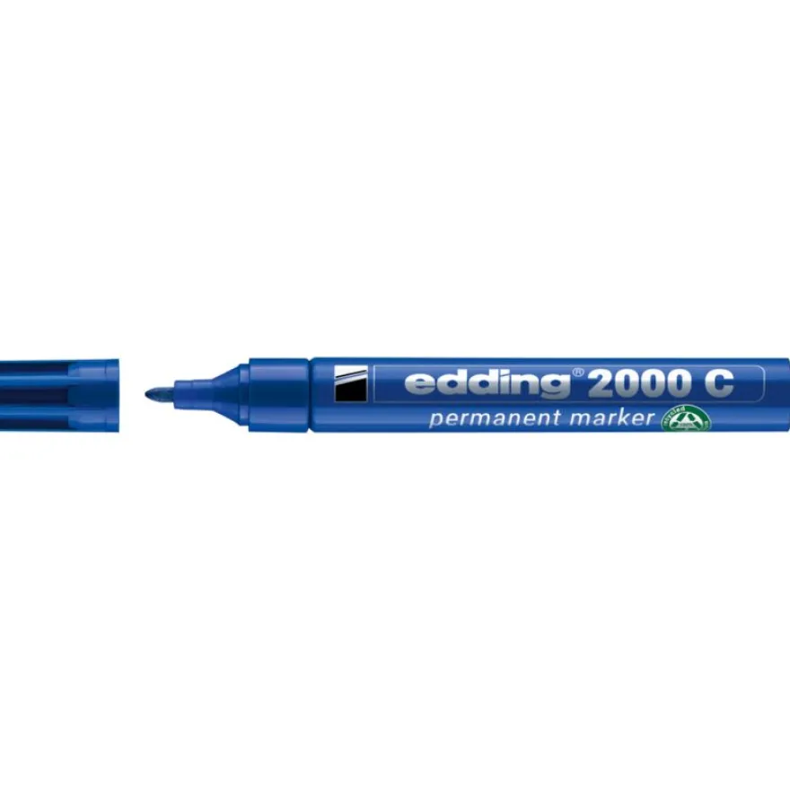Edding - Marqueur Permanent en Aluminium recyclé e-2000C Bleu - Pointe Ogive 1,5-3 mm