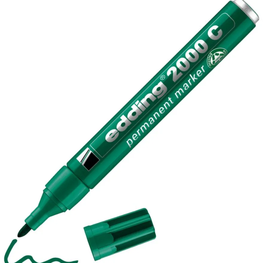 Edding - Marqueur Permanent en Aluminium recyclé e-2000C Vert - Pointe Ogive 1,5-3 mm