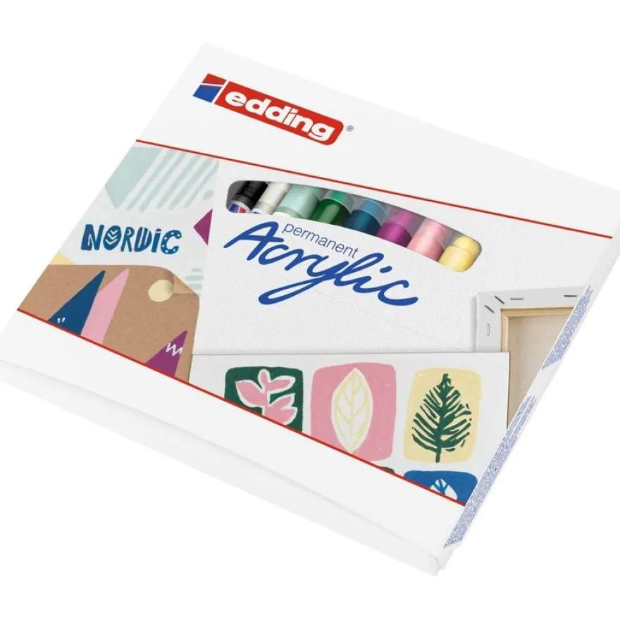 Edding - Set de 8 Marqueurs Acrylique pour Débutants e-5300 / e-5100 - Multicouleur