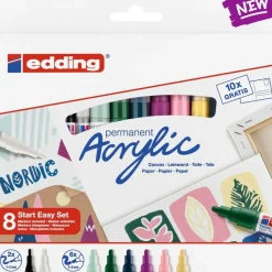 Edding - Set de 8 Marqueurs Acrylique pour Débutants e-5300 / e-5100 - Multicouleur