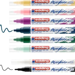 Edding - Set de 8 Marqueurs Acrylique pour Débutants e-5300 / e-5100 - Multicouleur