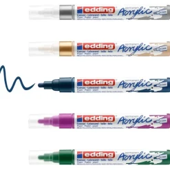 edding - Set de 5 Marqueurs Acrylique e-5100 Assortis - Pointe Ogive 2-3 mm