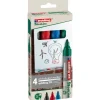 Edding - Set de 4 Marqueurs tableaux blancs EcoLine en Plastique recyclé e-28 - Pointe Ogive 1,5-3 mm