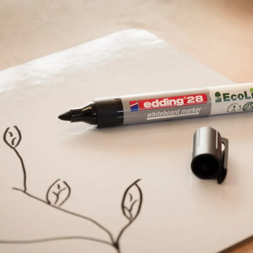 Edding - Set de 4 Marqueurs tableaux blancs EcoLine en Plastique recyclé e-28 - Pointe Ogive 1,5-3 mm