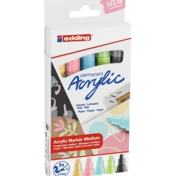 edding - Set de 5 Marqueurs Acrylique e-5100 Assortis - Pointe Ogive 2-3 mm