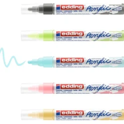 edding - Set de 5 Marqueurs Acrylique e-5100 Assortis - Pointe Ogive 2-3 mm