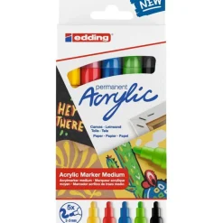 edding - Set de 5 Marqueurs Acrylique e-5100 Assortis - Pointe Ogive 2-3 mm