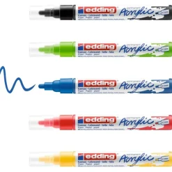 edding - Set de 5 Marqueurs Acrylique e-5100 Assortis - Pointe Ogive 2-3 mm