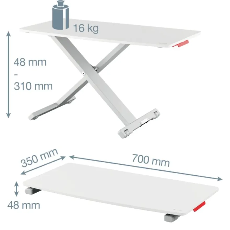 eitz Ergo – Station de travail assis/debout – Réglage pneumatique jusqu’à 31 cm – Blanc