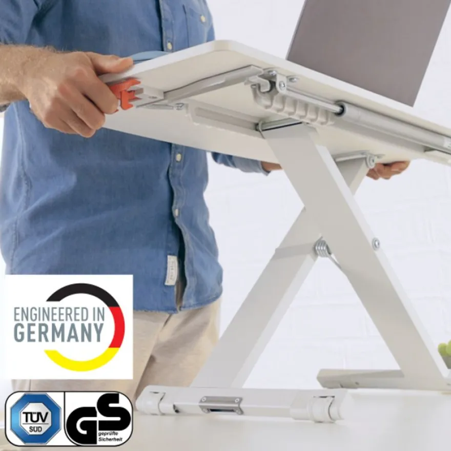 eitz Ergo – Station de travail assis/debout – Réglage pneumatique jusqu’à 31 cm – Blanc