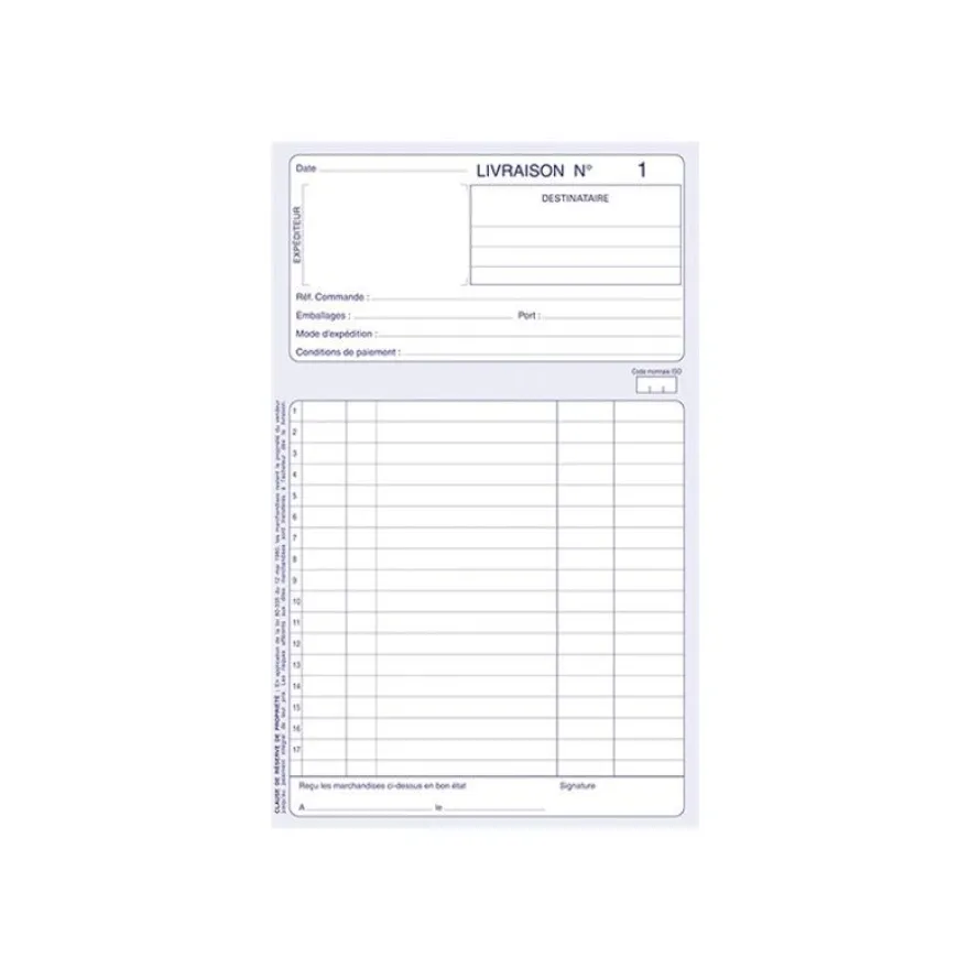 ELVE - 10 Manifolds Carnets de livraisons - 50 dupli - 21 x 14 cm