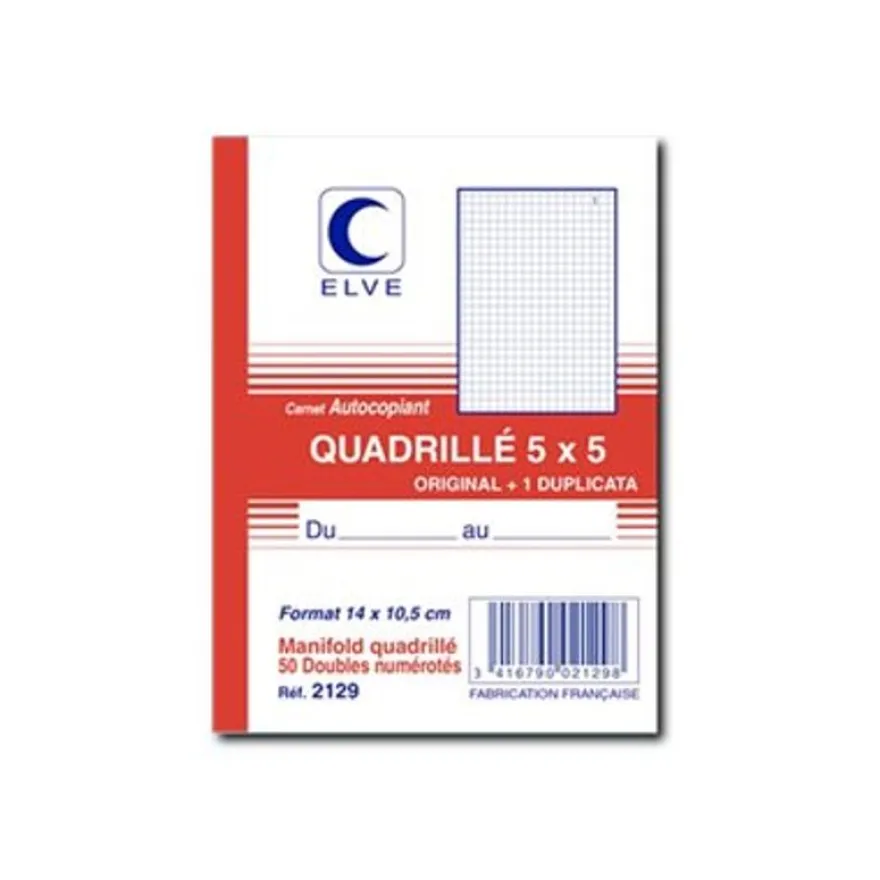 ELVE - 10 Manifolds quadrillés 5x5 - 50 dupli - 14,8 x 10,5 cm
