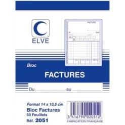 ELVE - Bloc de Factures - 50 dupli - 14 x 10,5 cm