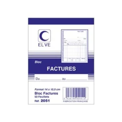 ELVE - Bloc de Factures - 50 dupli - 14 x 10,5 cm