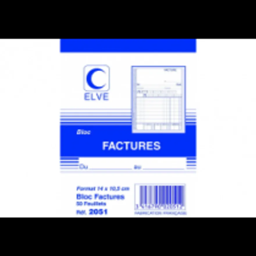 ELVE - Bloc de Factures - 50 dupli - 14 x 10,5 cm