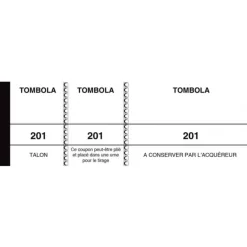 ELVE - Bloc tombola 3 volets de 100 tickets - 50 x 150 mm - numéroté - blanc