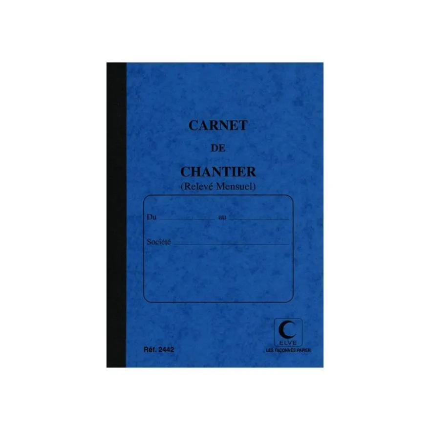 ELVE - Carnet de chantier - relevé mensuel - 130 x 190 mm