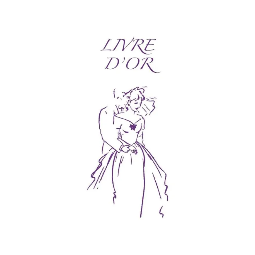ELVE - Livre d'or mariage - 24 x 24 cm - portrait - 48 feuilles / 96 page - couple en violet